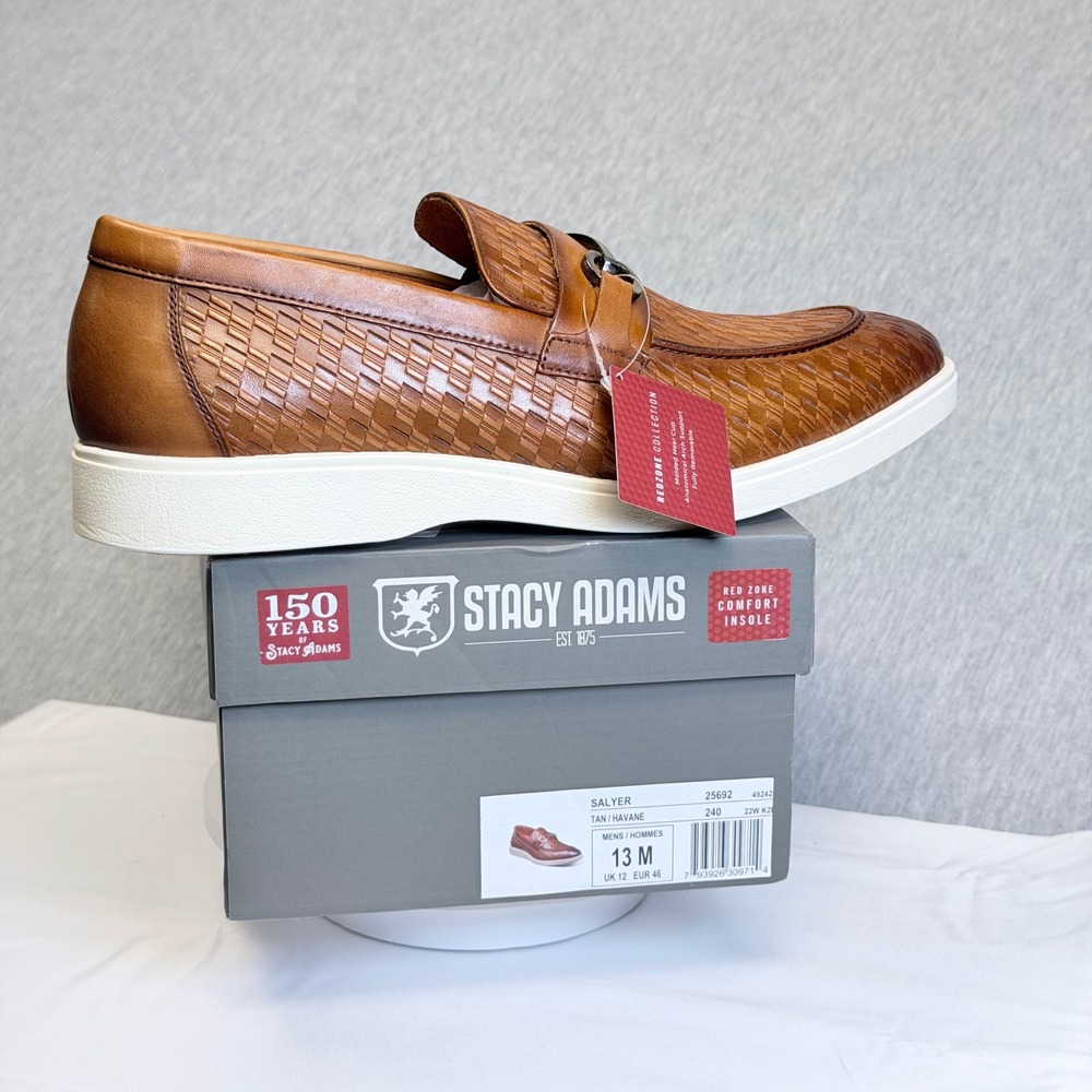 Stacy Adams Salyer Tan Havane Basket Weave Bit Loafers Mens 13 M 25692-240